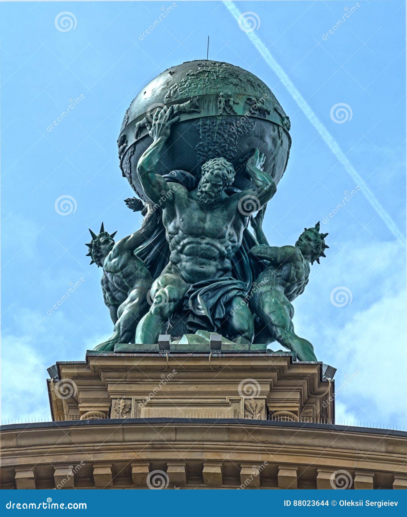 Atlas God Statue editorial stock image. Image of city