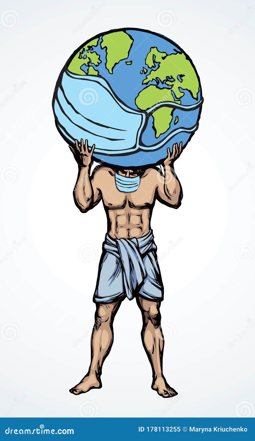 Atlas Mantiene La Tierra Sobre Sus Hombros. Icono De Dibujo Vectorial  Ilustración del Vector - Ilustración de epidemia, salud: 178113255