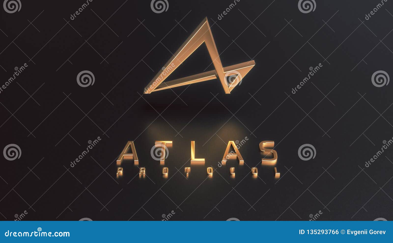 Atlas Protocol Cryptocurrency Golden Logo 3d Illustration ...