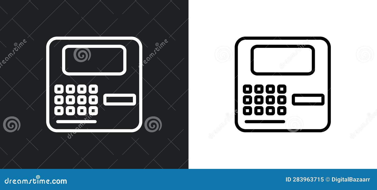 atm outline icon in white and black colors. atm flat  icon from economyandfinance collection for web, mobile apps and ui