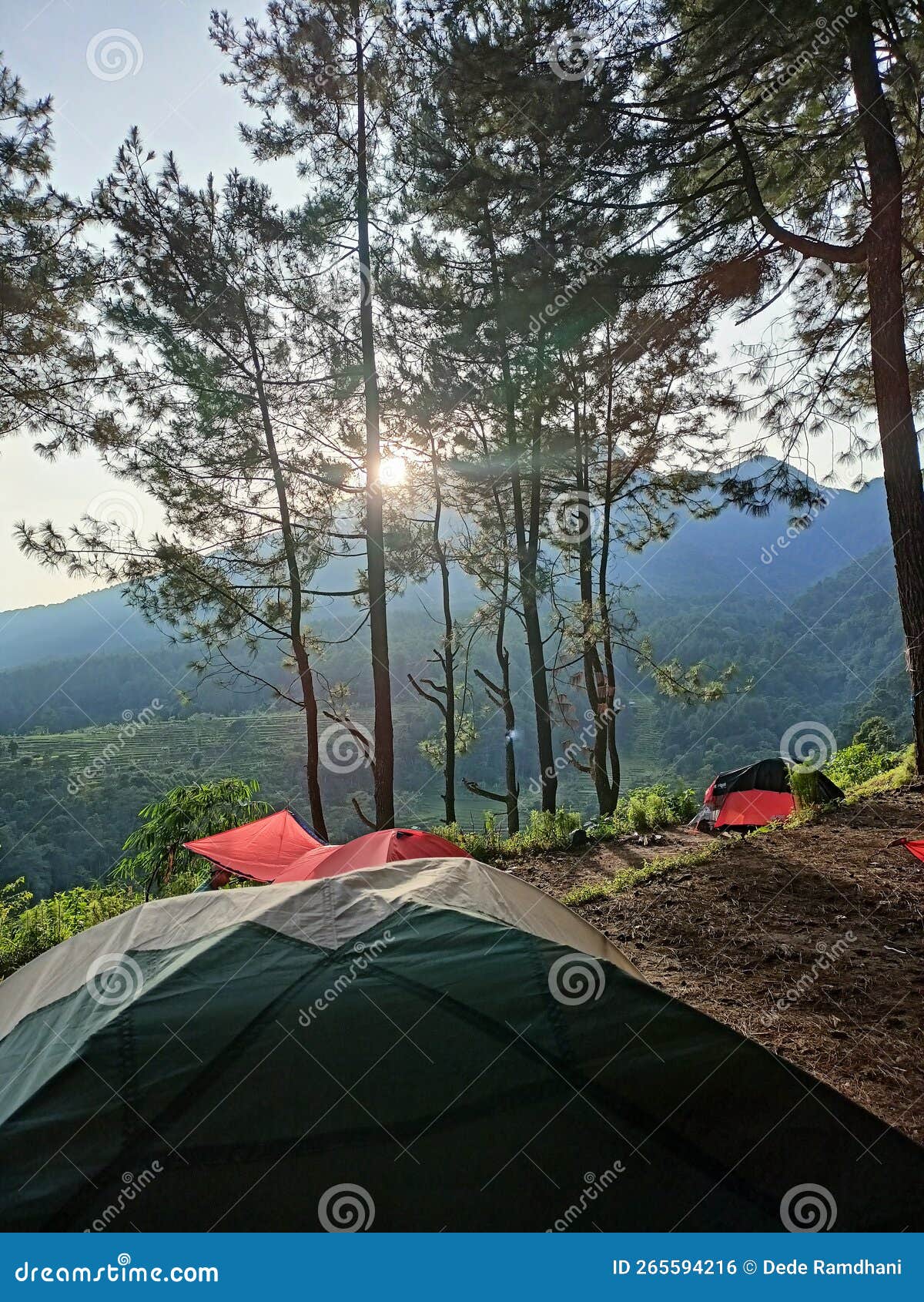 The Atmosphere of Camping in the Afternoon with a View of Mount Halimun