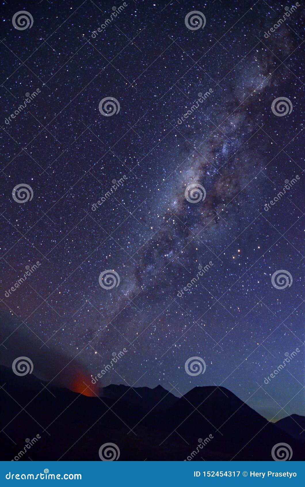 The Atmosphere in the Desert of Mount Bromo with Nightscape and