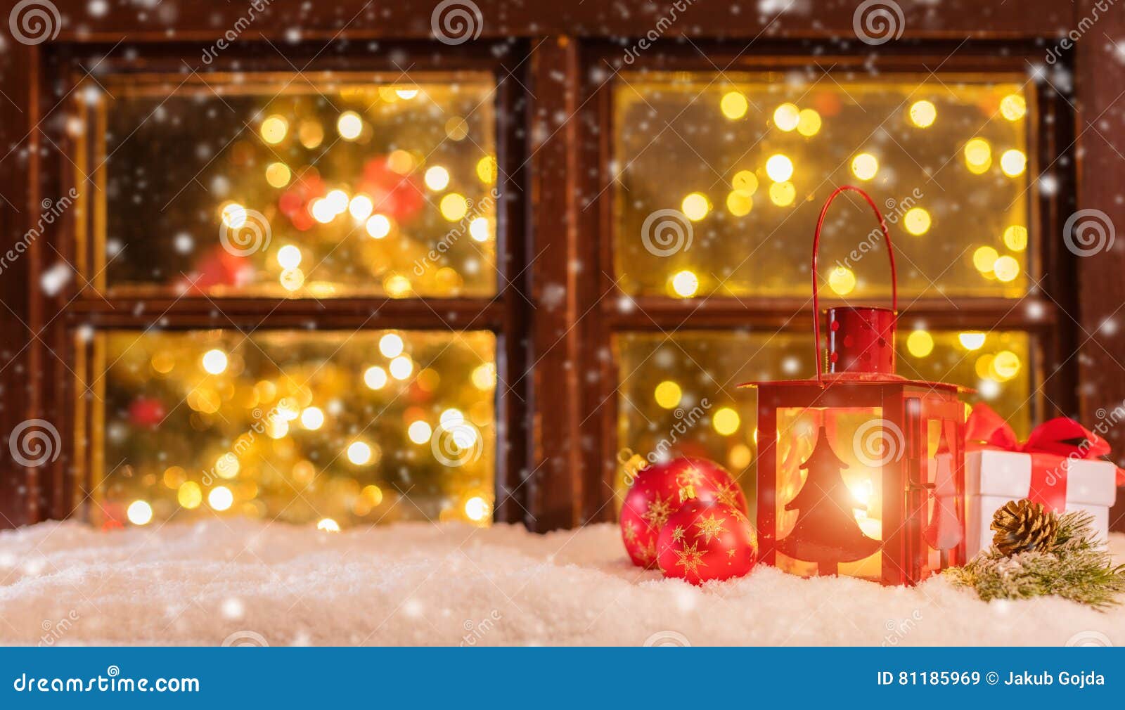 Atmospheric Christmas Window Sill with Decoration Stock Image - Image ...