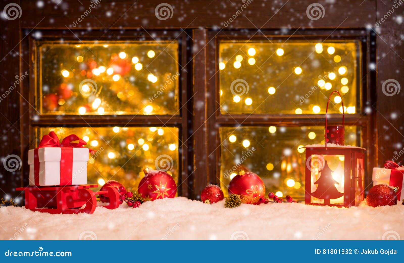 Atmospheric Christmas Window Sill with Decoration Stock Photo - Image ...