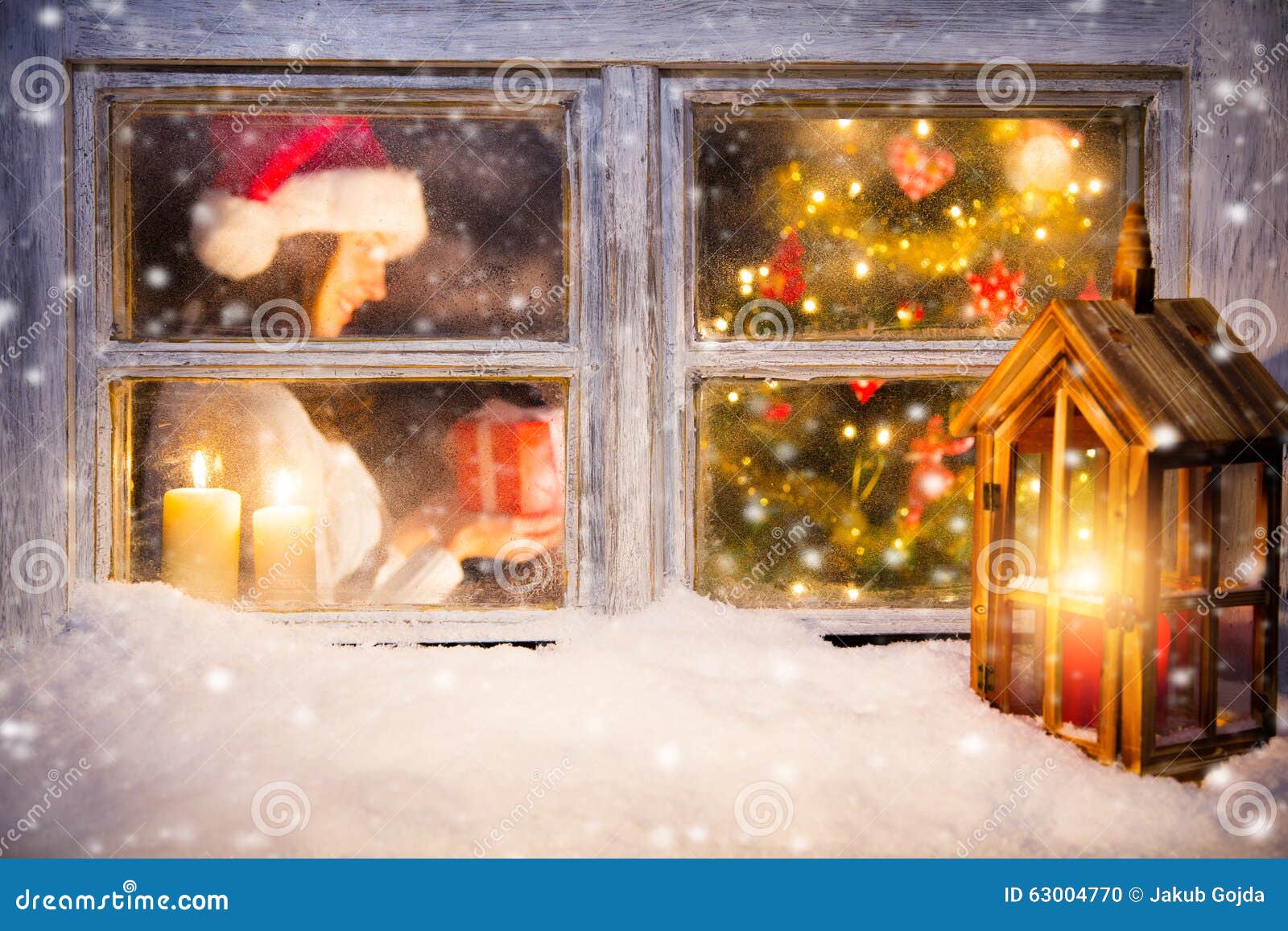 Atmospheric Christmas Window Still Life Stock Photo - Image of cozy ...