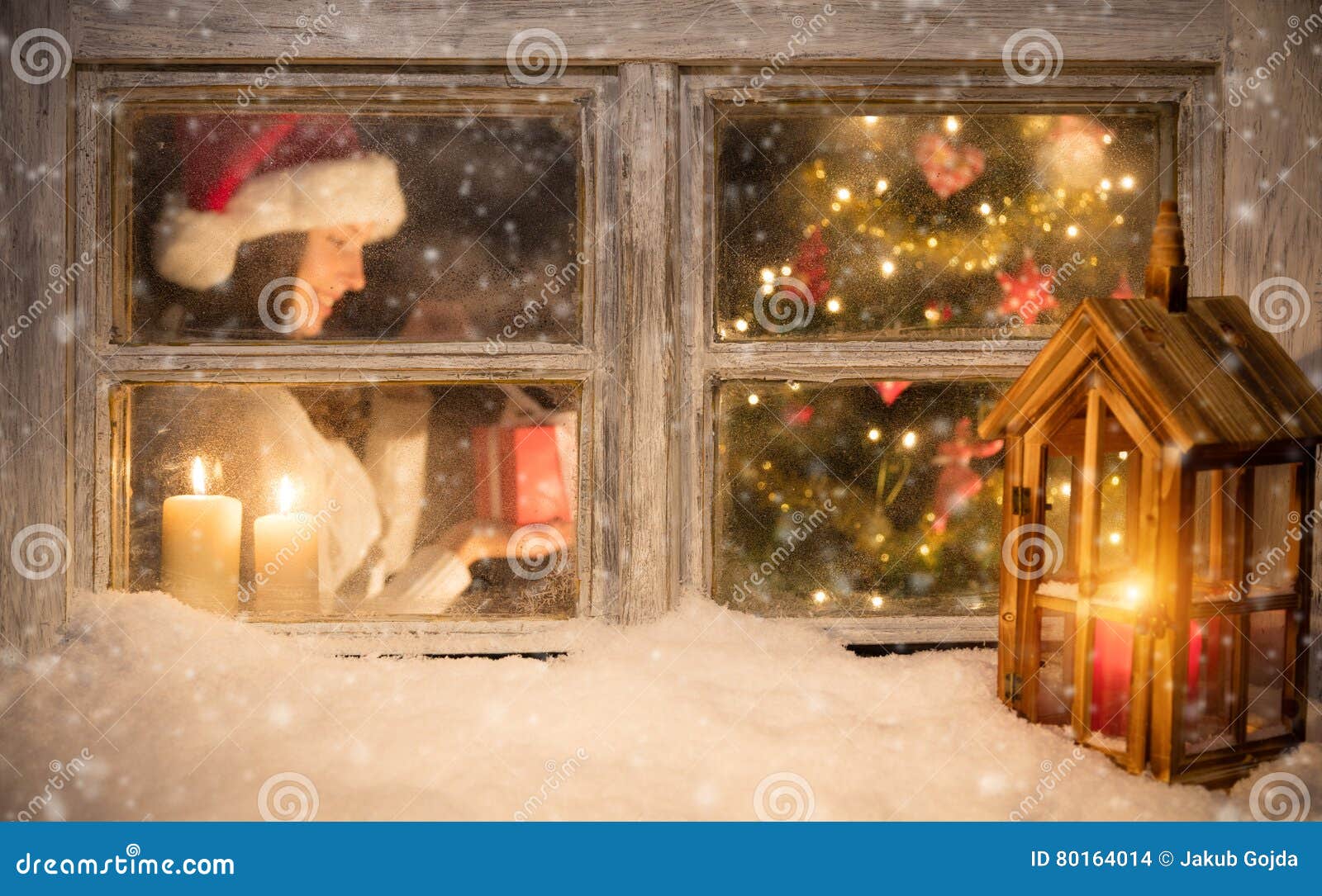 Atmospheric Christmas Window Still Life Stock Photo - Image of ...