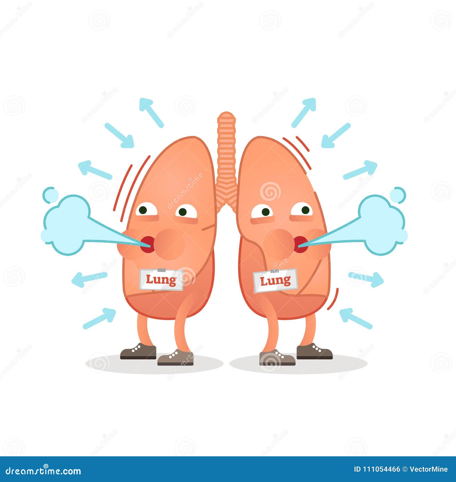 Atmungslungecharakter Vector Illustration, Begriffsatmung Vektor