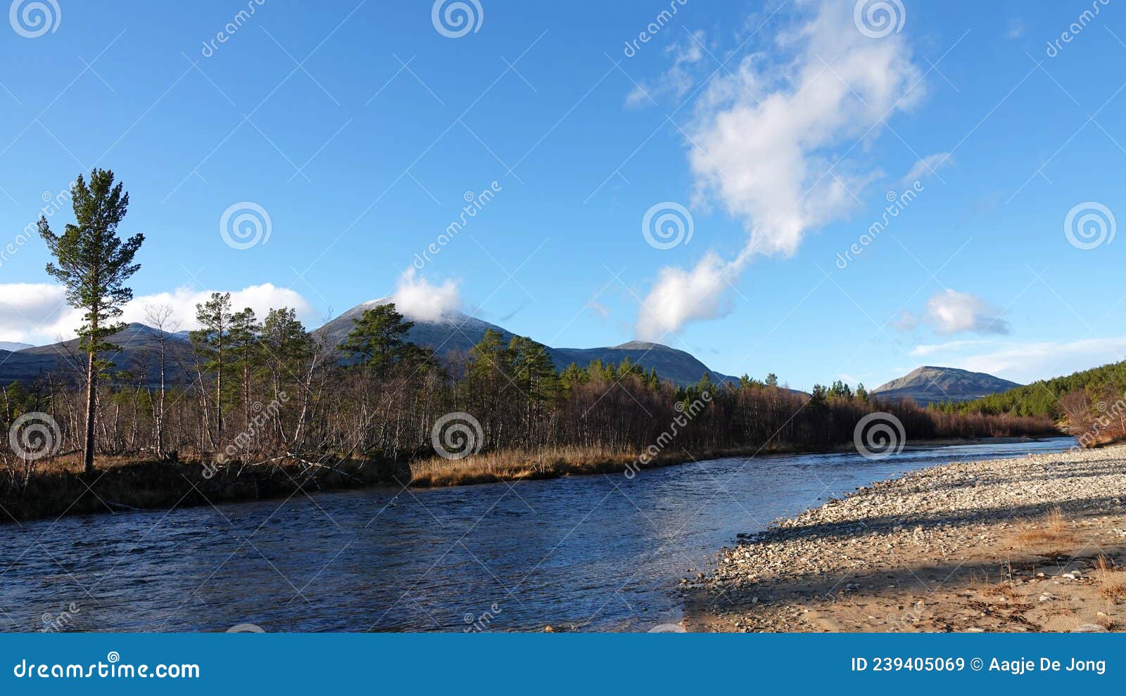 atna river at strombu rest area in rondane national park in autumn in norwey