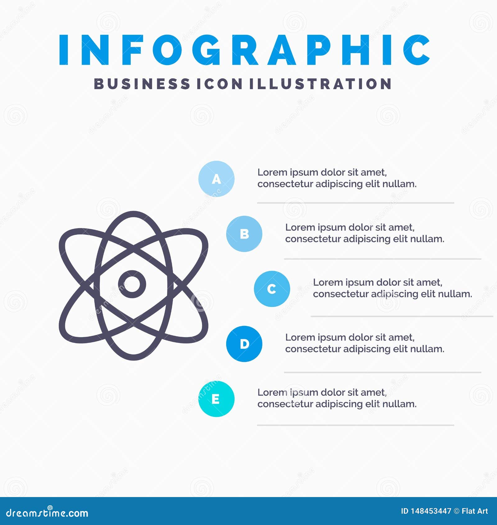Atom Education Physics Science Line图标 带5步演示信息图形背景向量例证 插画包括有