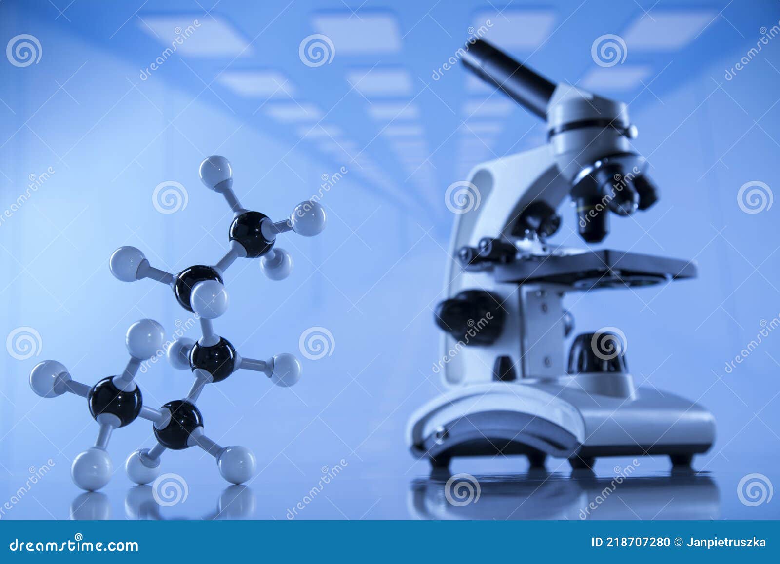 Atom, Microscope, Laboratory Background Stock Photo - Image of ...