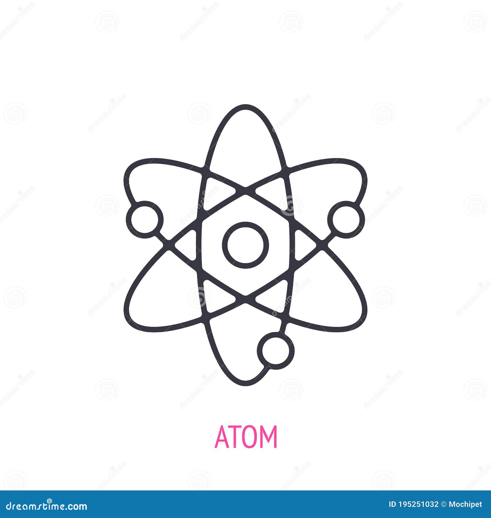 Atom with Nucleus and Electrons. Outline Icon. Vector Illustration