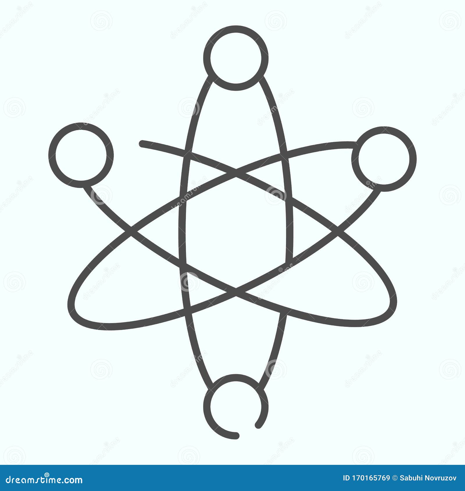 atom thin line icon. chemical     on white. corpuscle outline style , ed