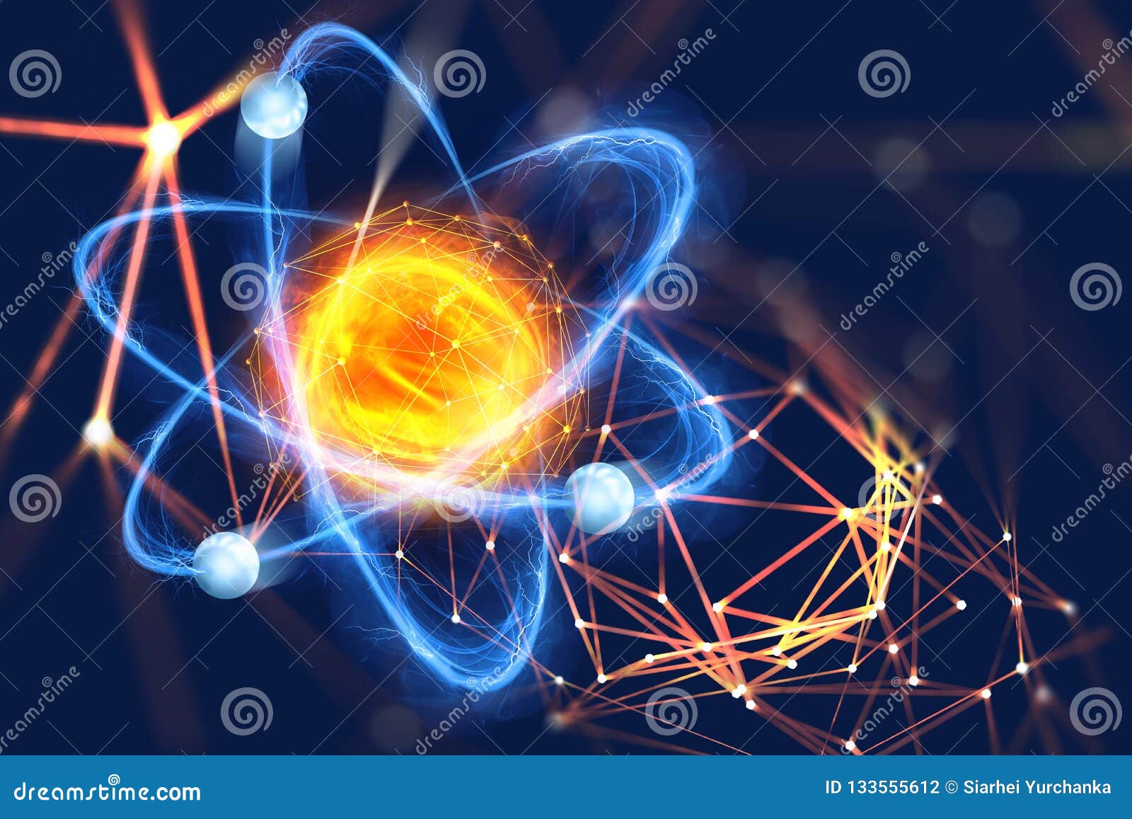 atomic structure. futuristic concept on the topic of nanotechnology in science