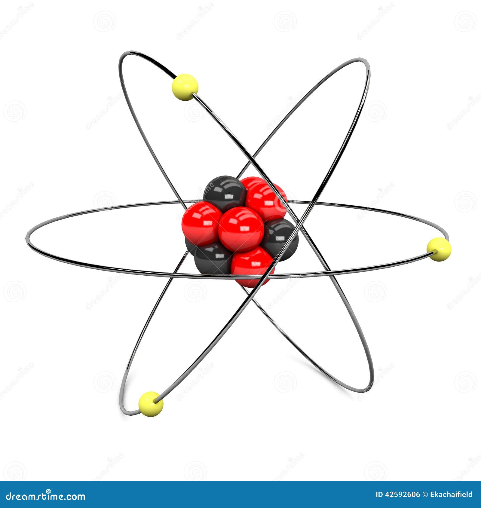 Atomu Visualisation. 3D ilustracja atom na bielu