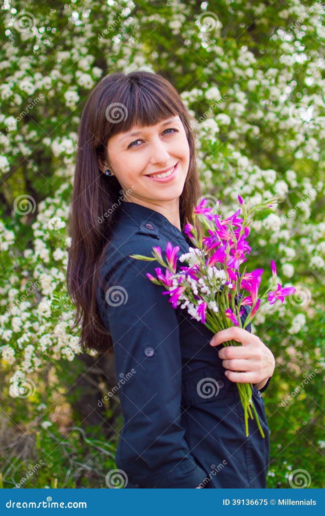 Atractive Girl with Field Flowers Stock Image - Image of springtime ...