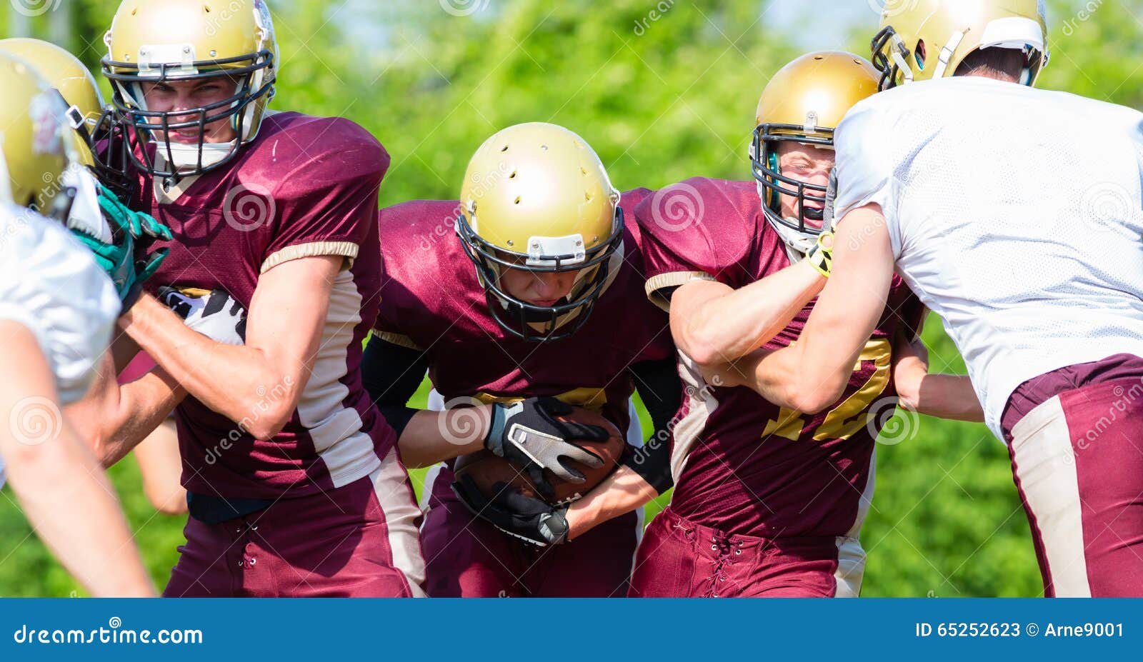 Attack American Football Game Being Blocked Stock Photos Free