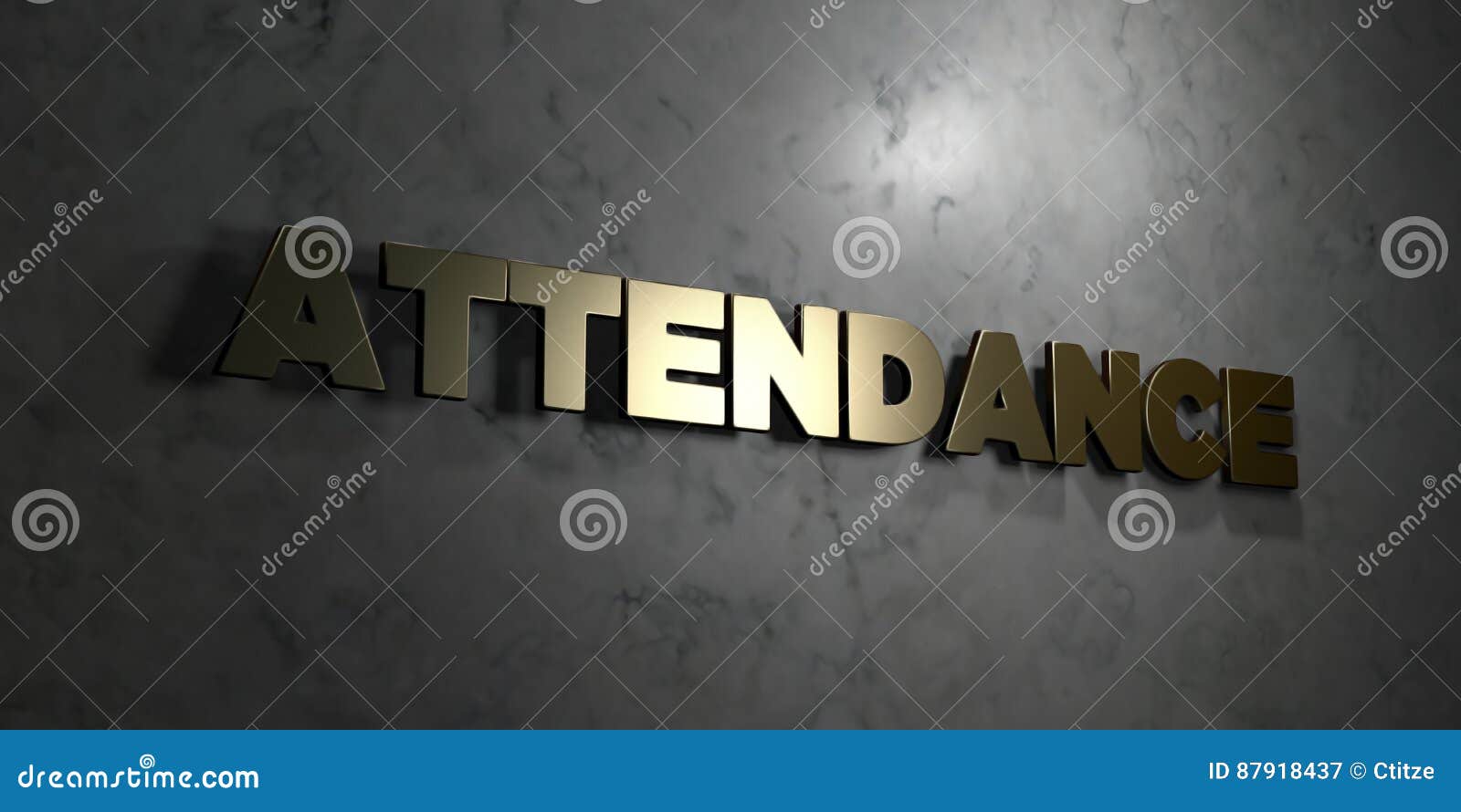attendance gold text on black background 3d rendered royalty