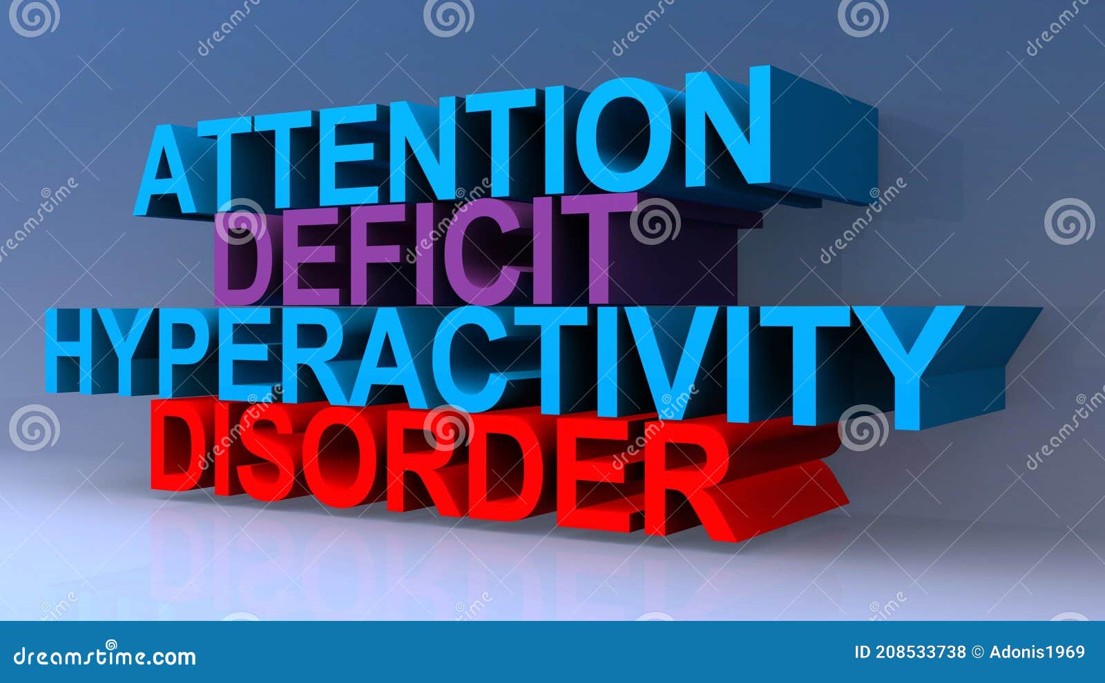 attention deficit hyperactivity disorder on blue