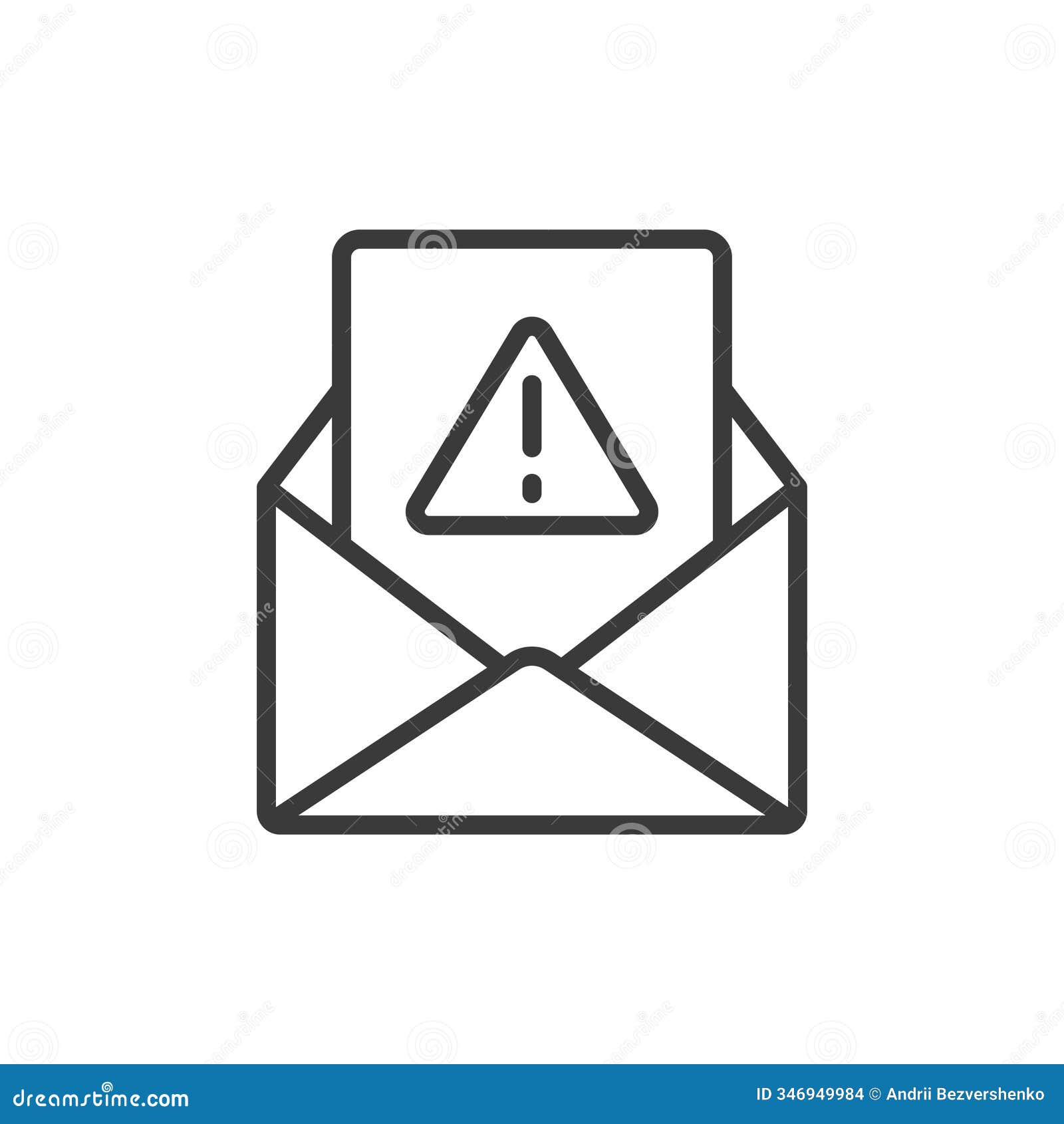 attention email, icon in line . attention, email, alert, message, notification, important, urgent on white