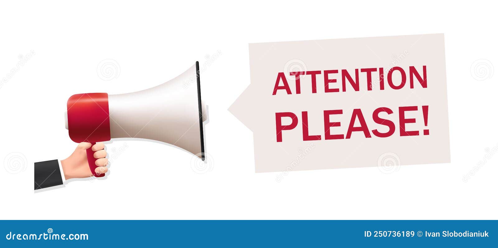 Attention Please Sign with Megaphone in Hands. Important Message, Pay
