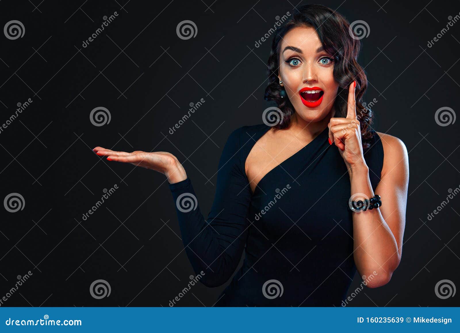 Attention and Wow Emotion. Black Friday Sale Concept with Beautiful Girl  with Curly Hair for Shop. Happy Young Woman Stock Image - Image of buyer,  beautiful: 160235639