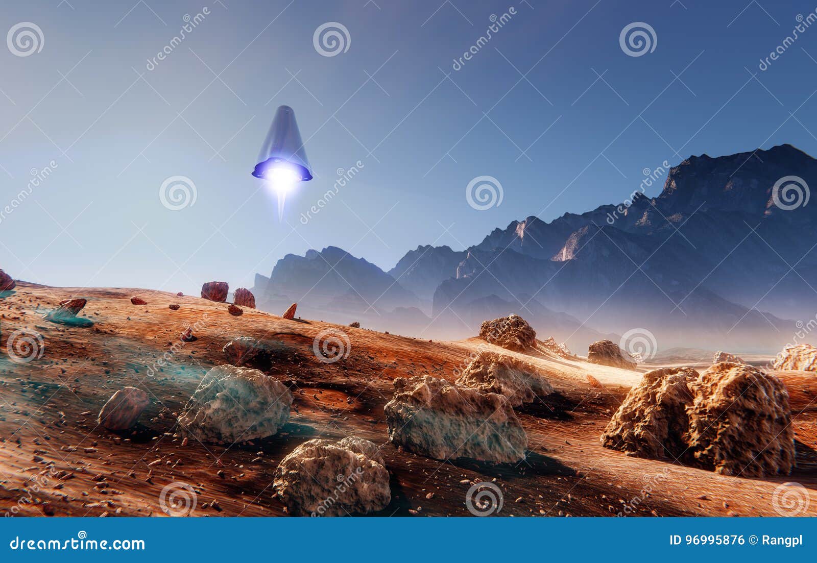 Atterraggio Dell'astronave Su Marte Illustrazione di Stock ...