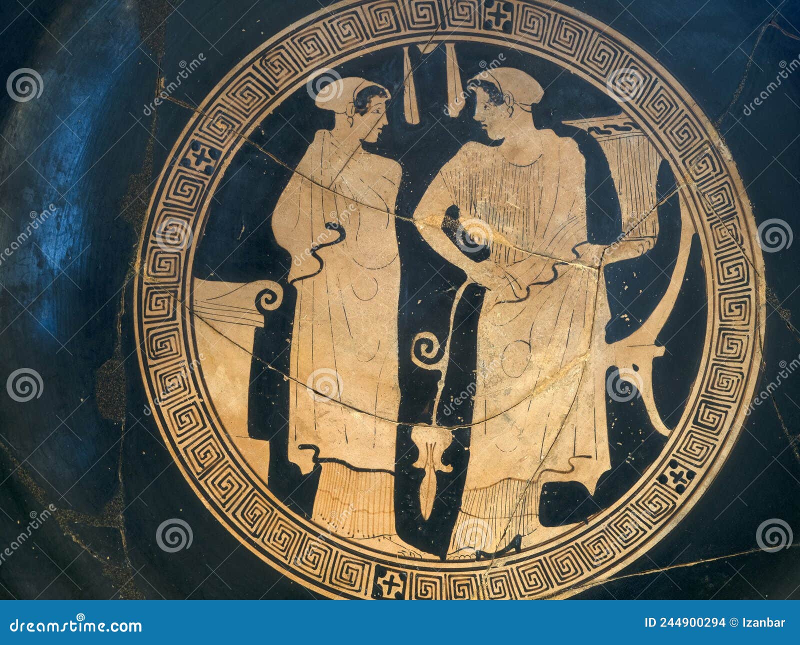 Attic Black Painted Figure Pottery Cup Editorial Stock Image Image of