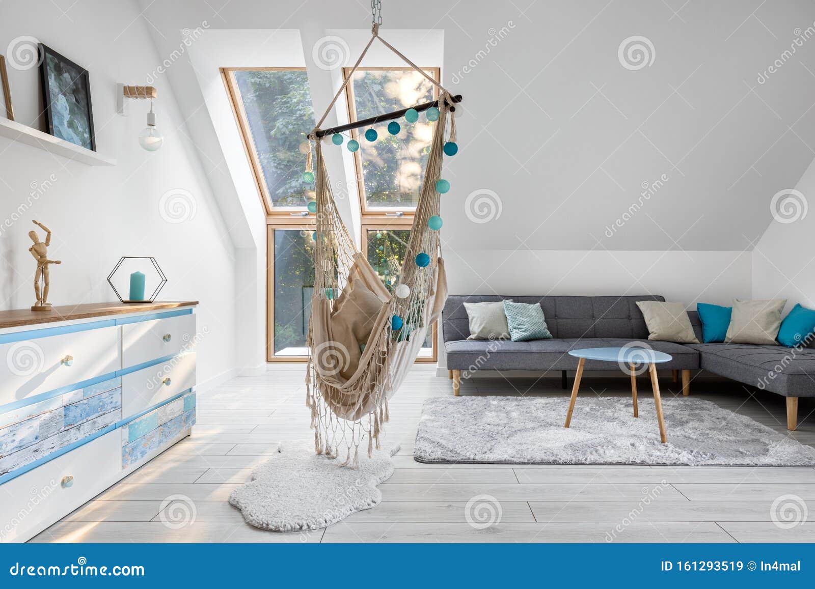 Attic Room With Hammock Seat Stock Image Image Of Floor Dresser