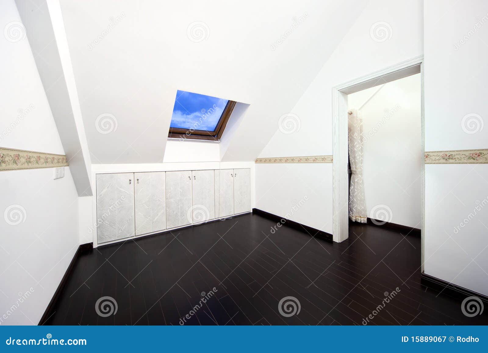 attic room with roof skylight window