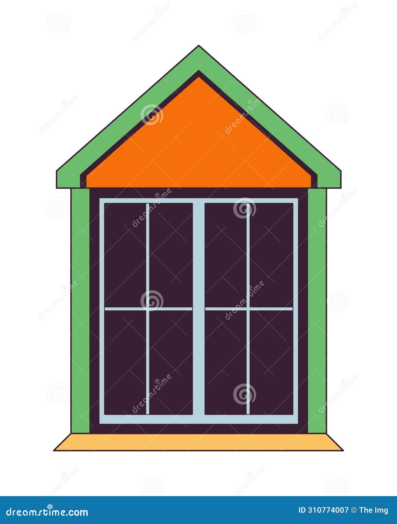 attic window exterior 2d linear cartoon object