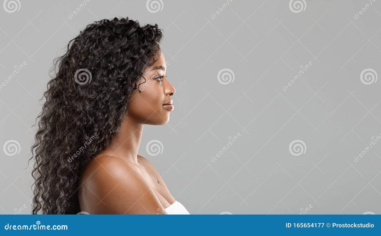 Attractive Afro Girl with Perfect Skin and Thick Curly Hair Stock Image -  Image of nude, female: 165654177