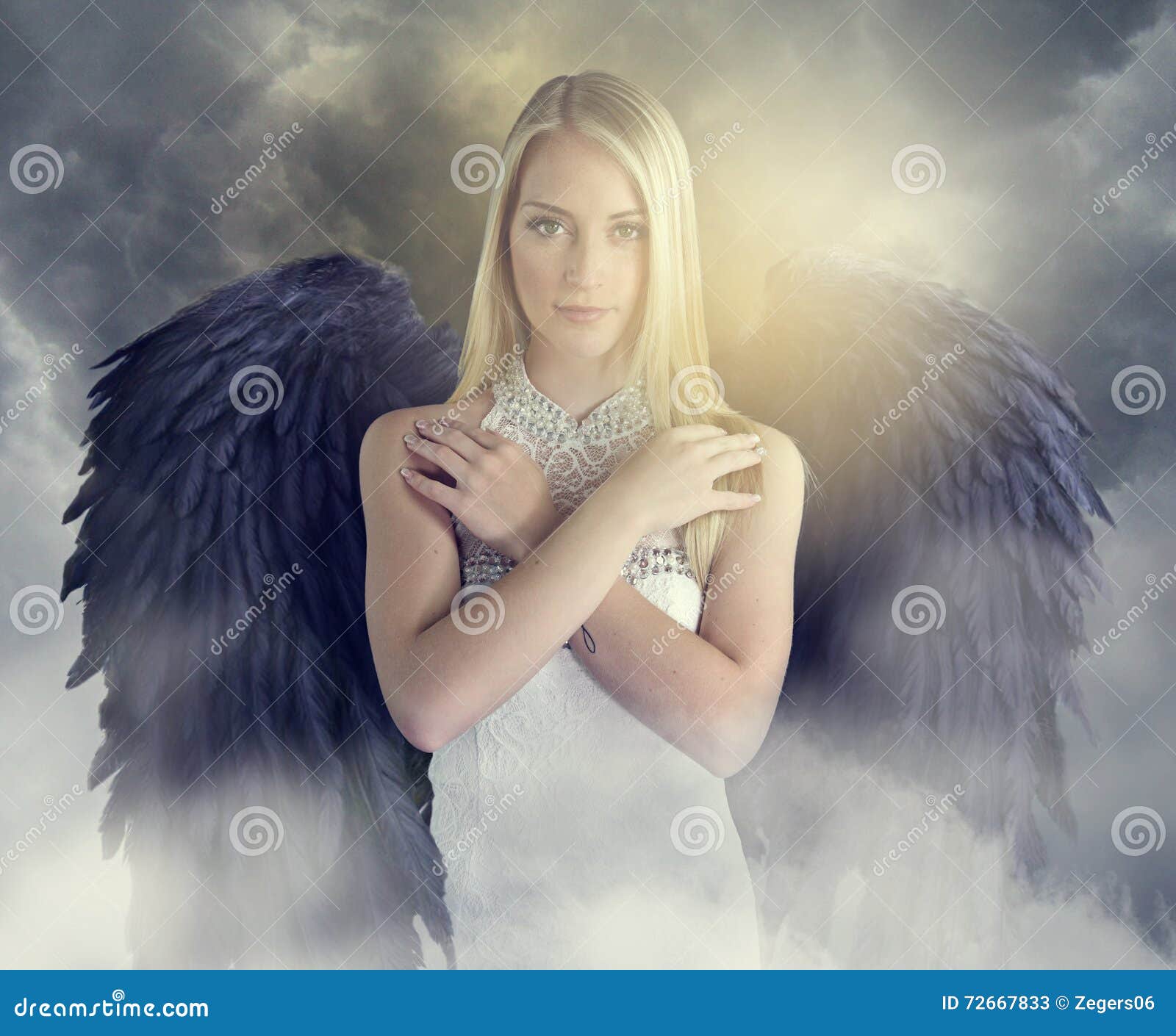 Attractive Angel with Black Wings Stock Image Image of angel, wings