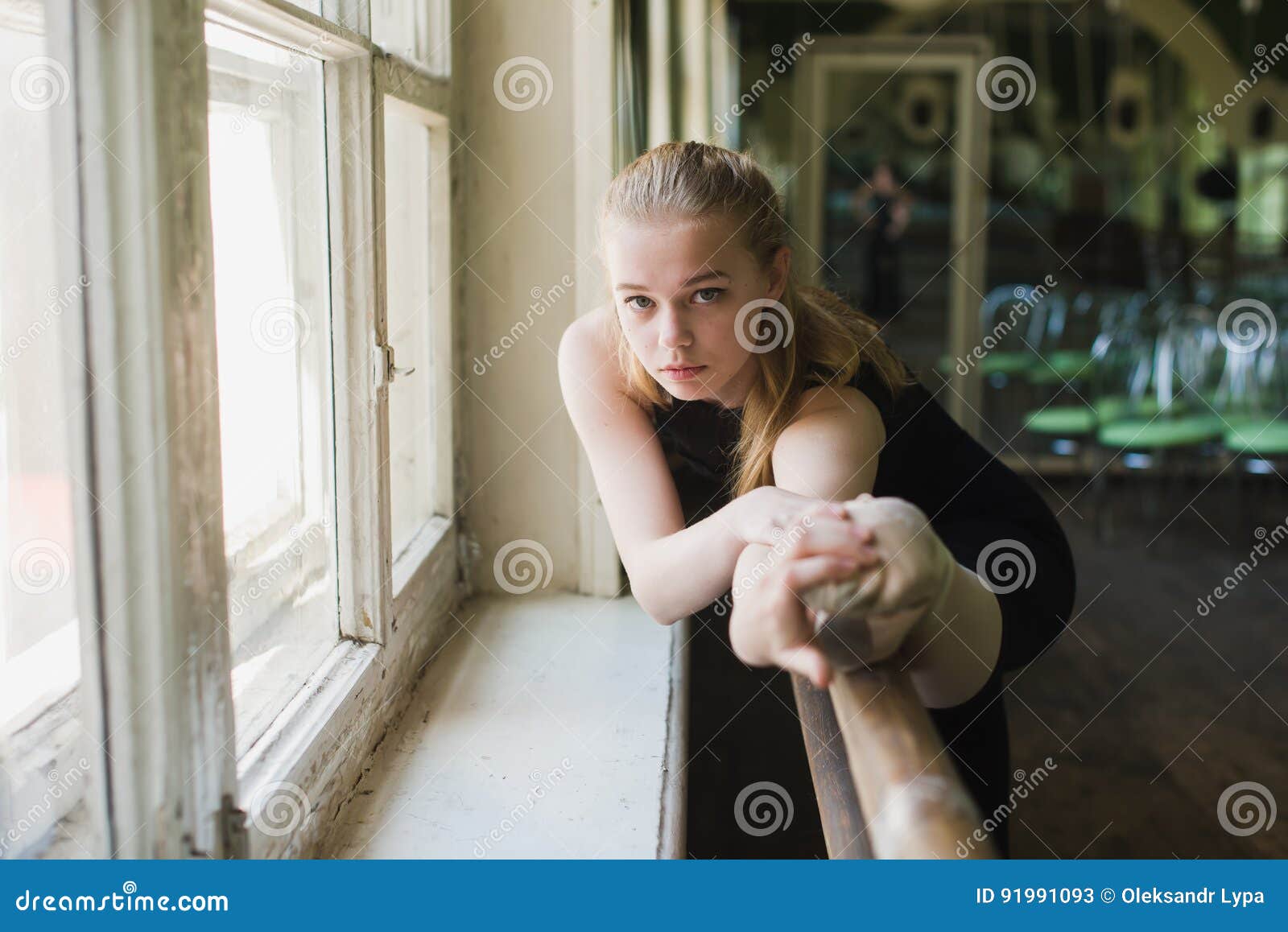 Attractive Ballerina Warming Up In Ballet Class Stock Image Image Of Grace Performance 91991093