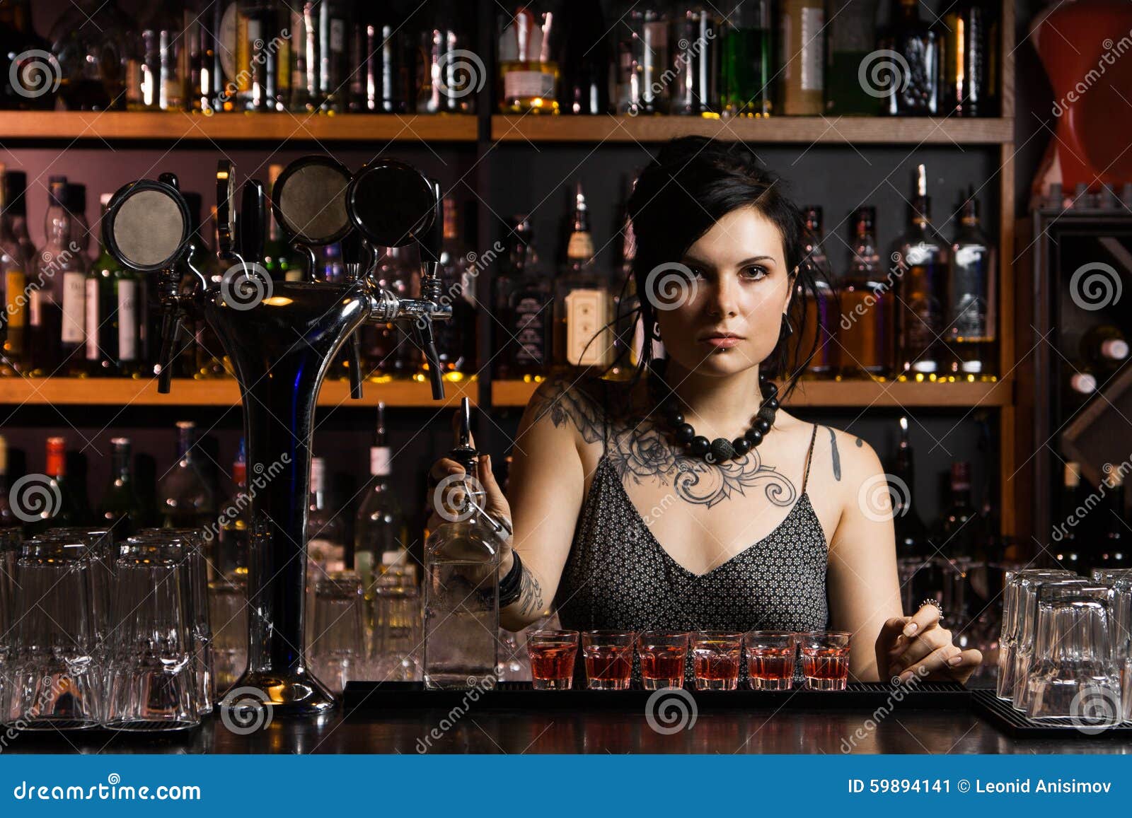 Attractive bartender stock image. Image of counter, female 59894141