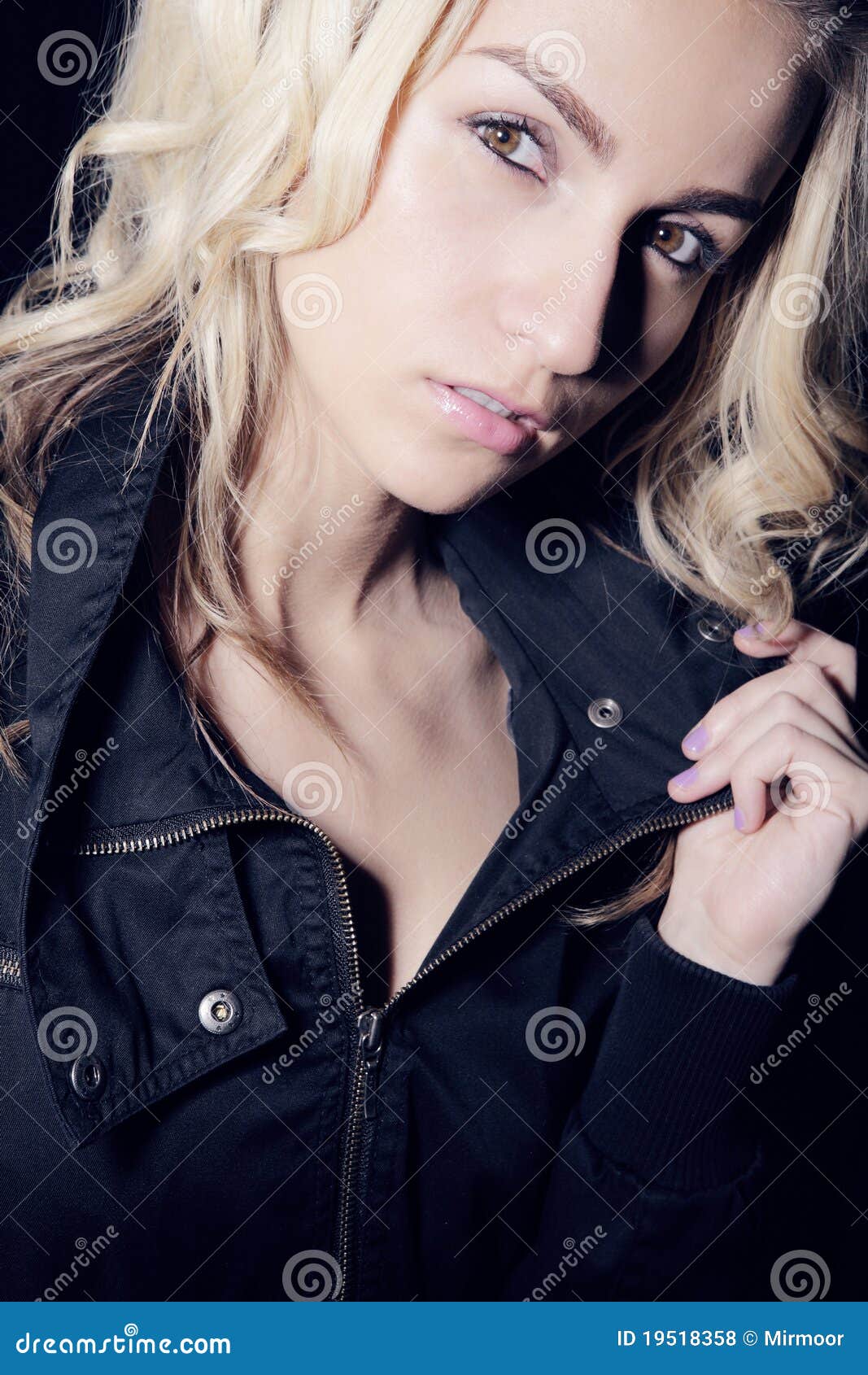 Attractive Blond Girl with Long Curly Hair. Stock Photo - Image of ...