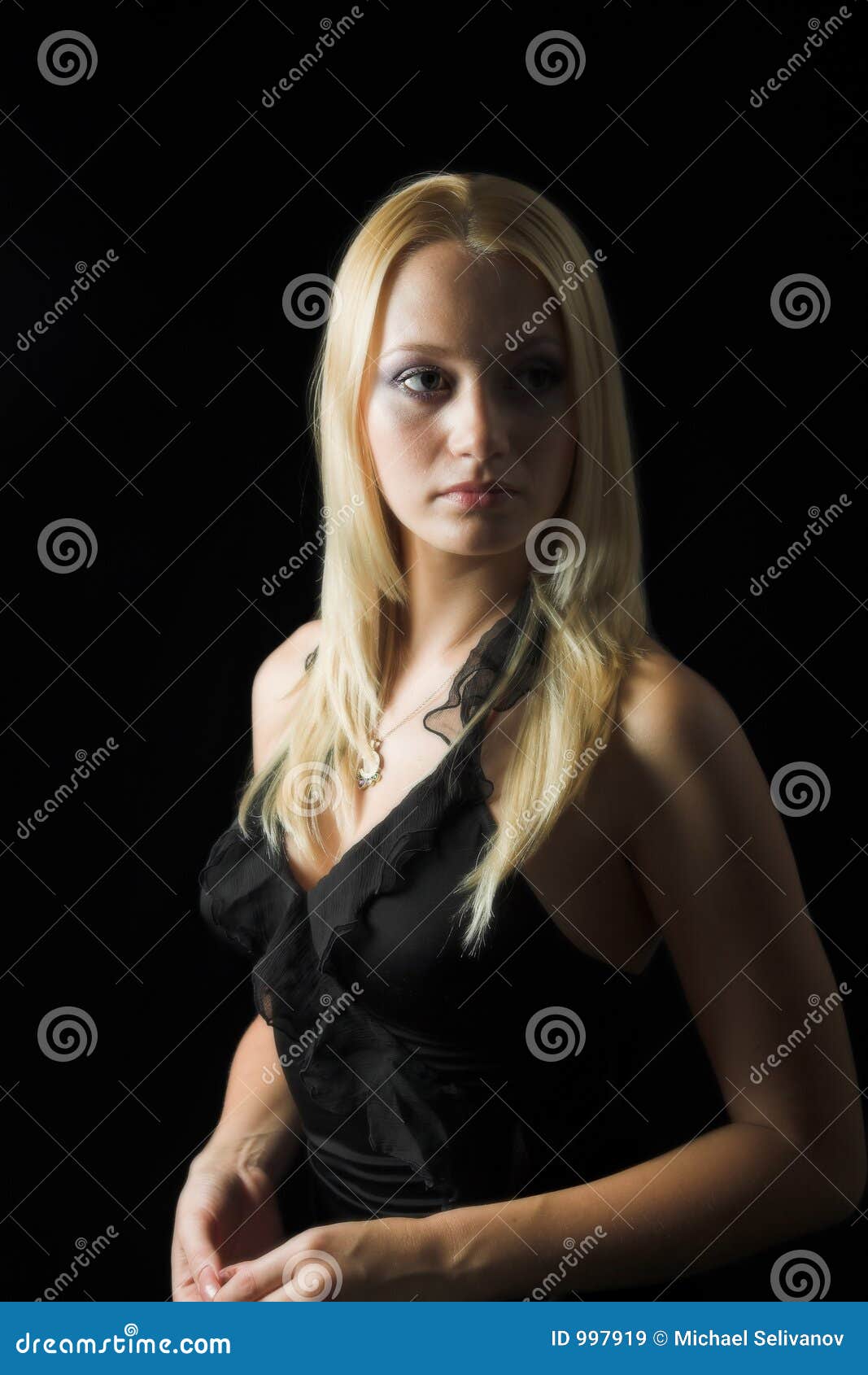 Attractive Blond Model on Black Background Stock Image - Image of cute ...