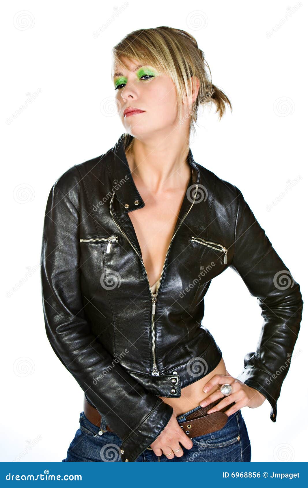 Attractive Blonde In Leather Jacket Royalty Free Stock Image Image