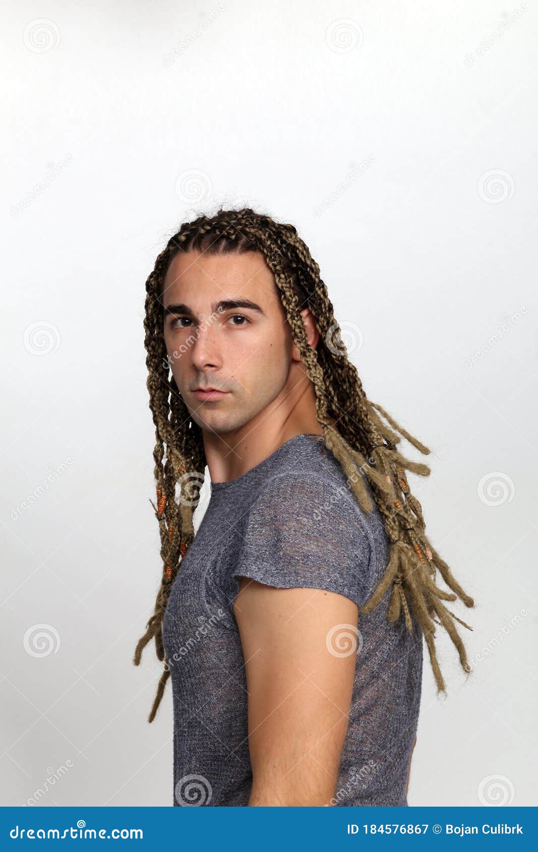 Attractive Blonde Male Model with Combination of Braids and Dreadlocks  Posing in Studio on Isolated Background. Stock Image - Image of hairstyle,  casual: 184576867