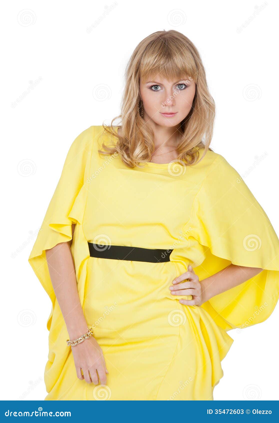 Attractive Blonde In Yellow Dress Stock Image Image Of Hair Emotions