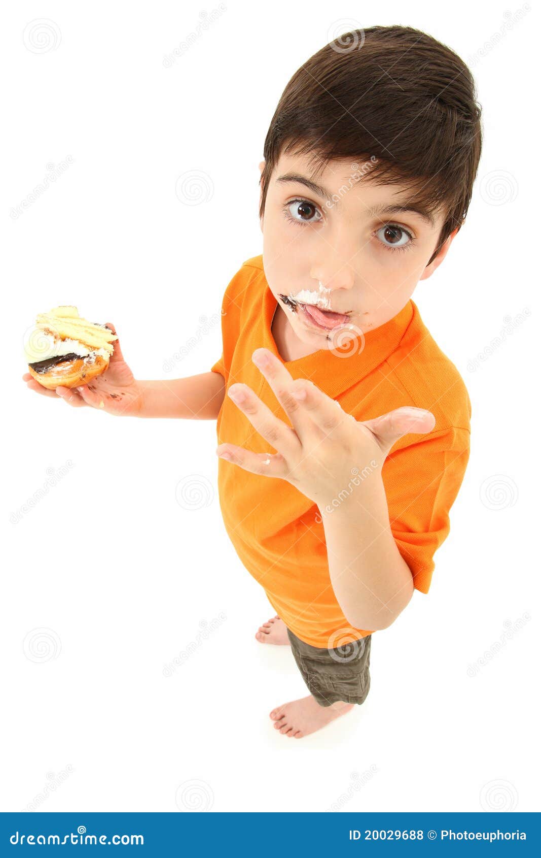 Attractive Boy Licking Chocolated Off Fingers Stock Photo - Image of ...