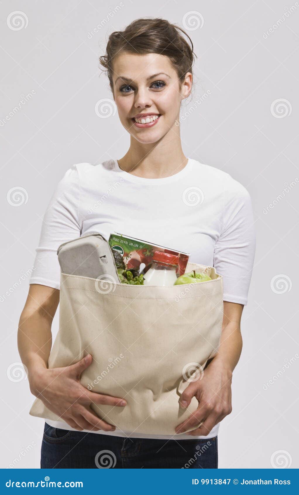 Attractive Holding Grocery Bag Stock Image Image of