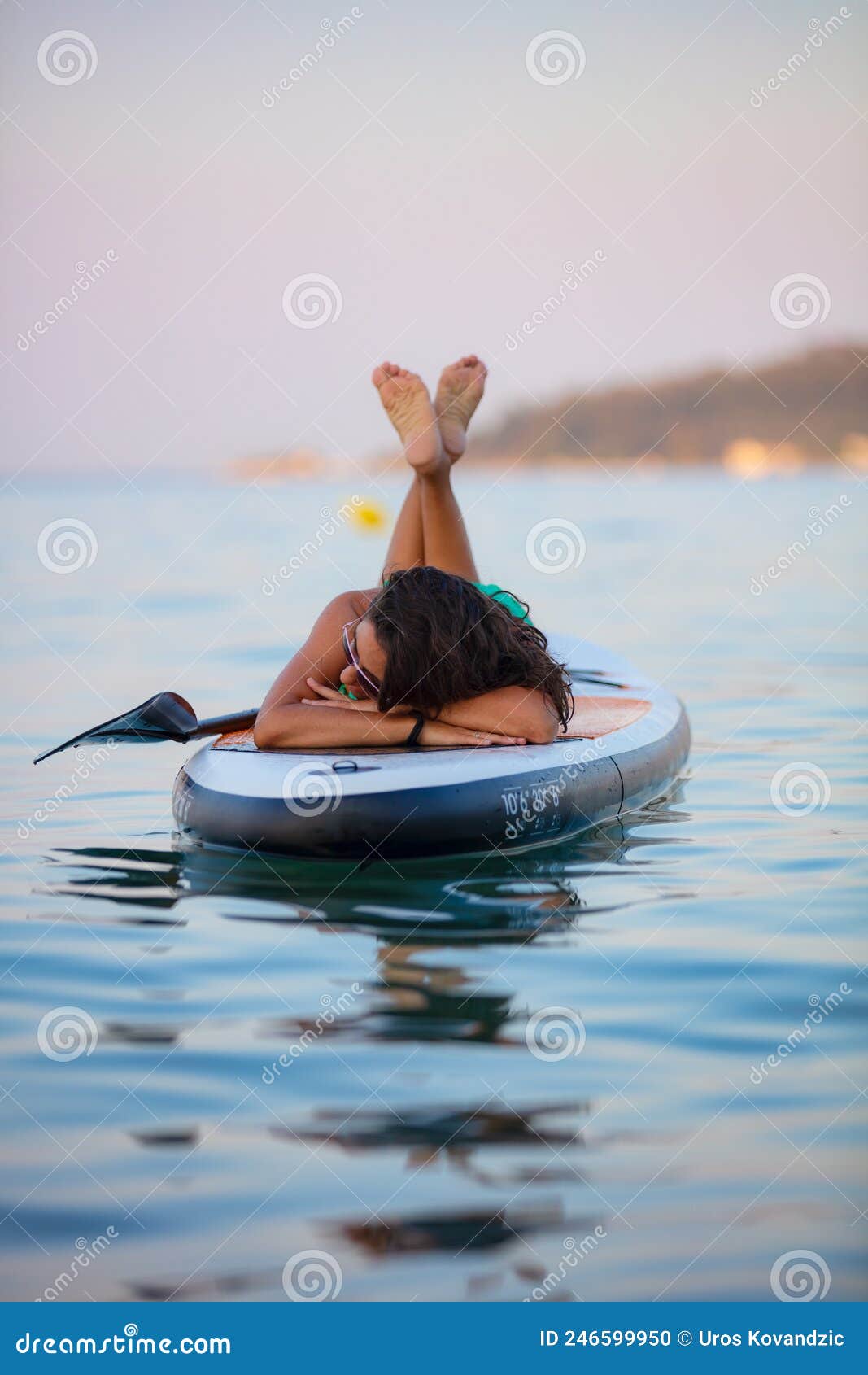 Attractive Brunette on Stand Up Paddle Board Stock Photo - Image of ...