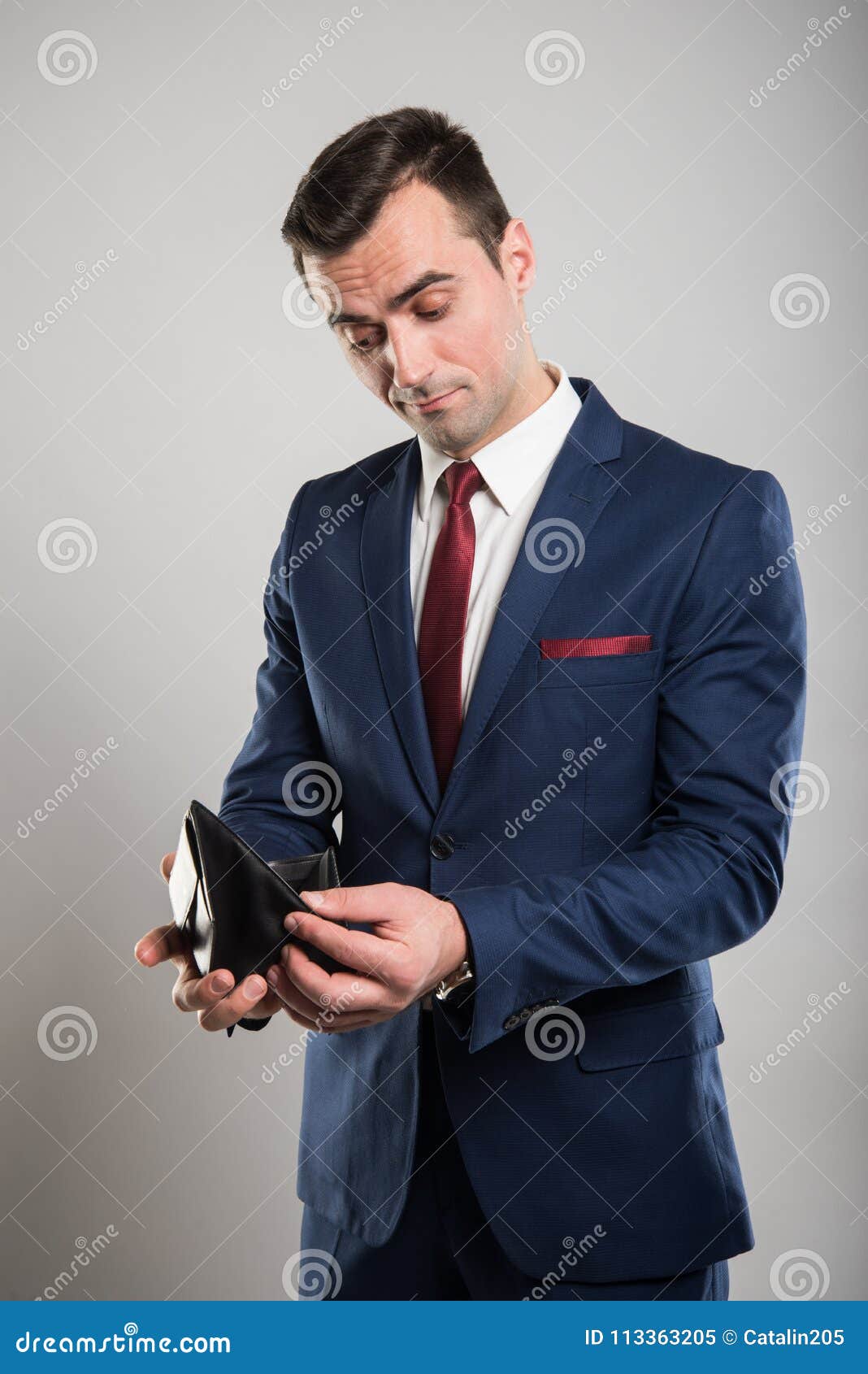 Attractive Business Man Looking in His Wallet Stock Image Image of