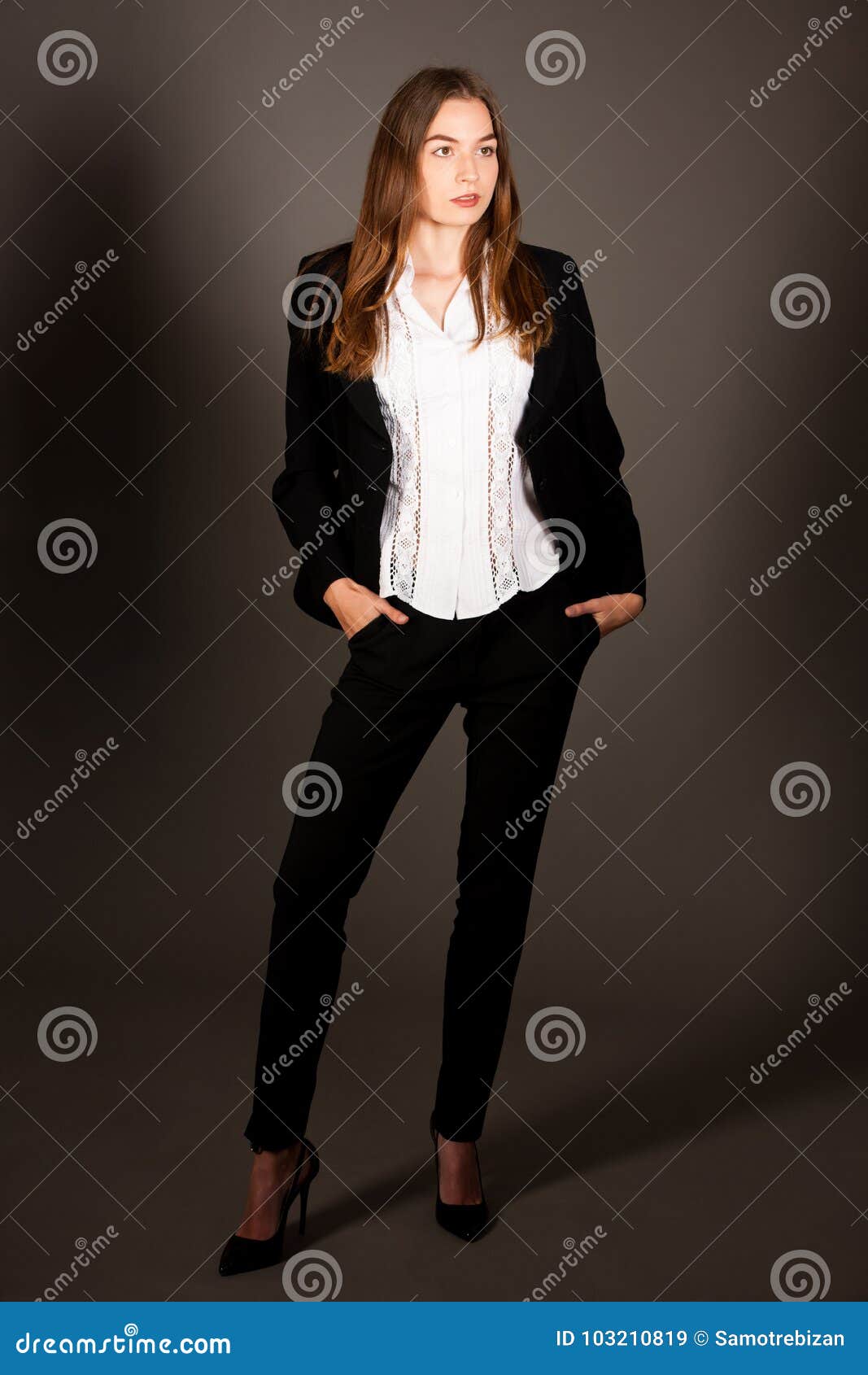 attractive business woman - full length corporative portrait isl