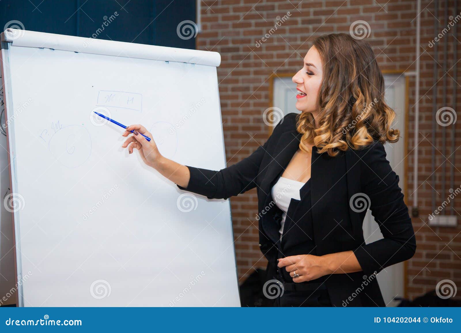 Download Attractive Businesswoman Write On Paper Mockup Screen Whiteboard. Stock Photo - Image of gesture ...