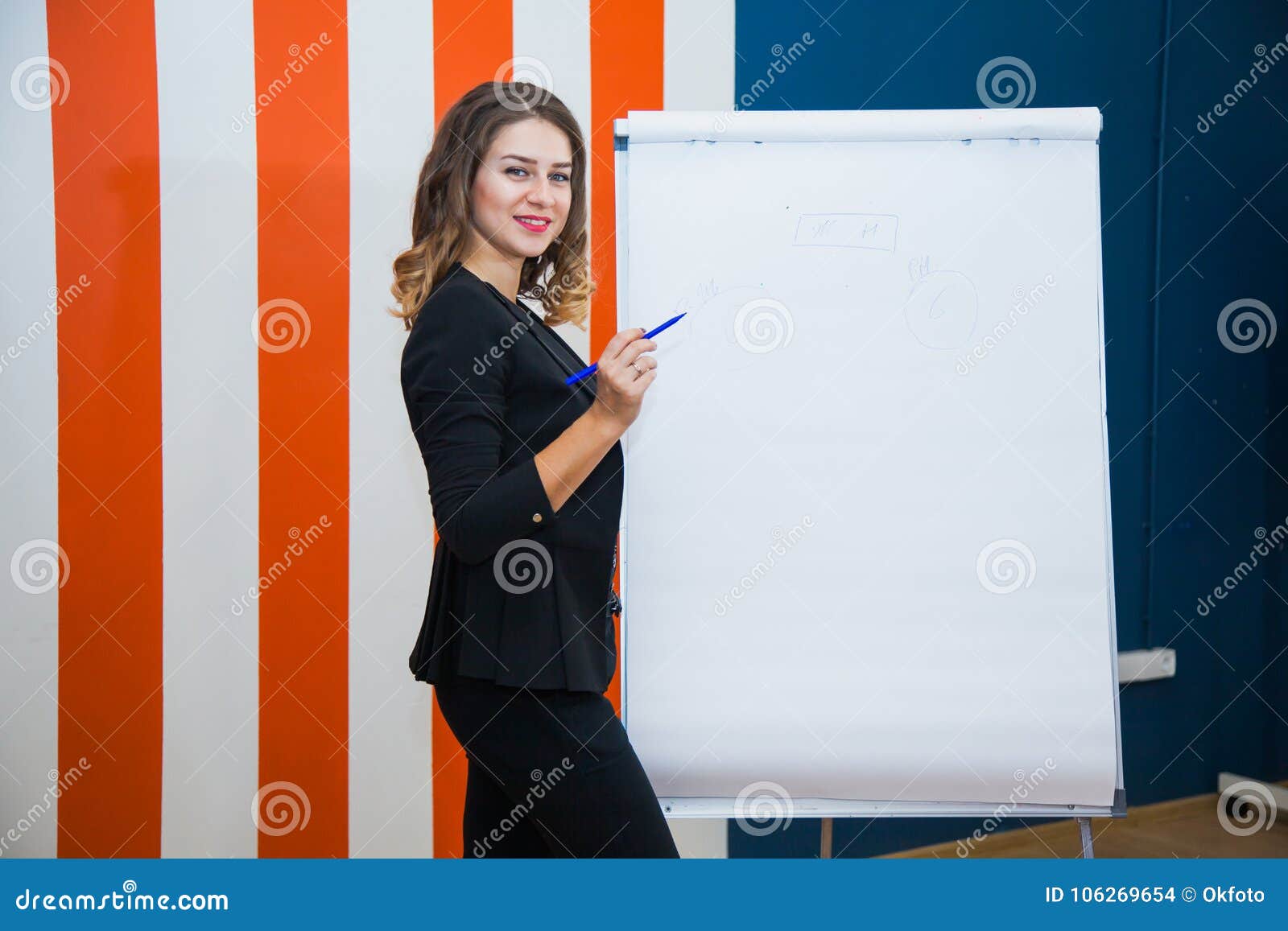 Download Attractive Businesswoman Write On Paper Mockup Screen Whiteboard. Stock Photo - Image of ...