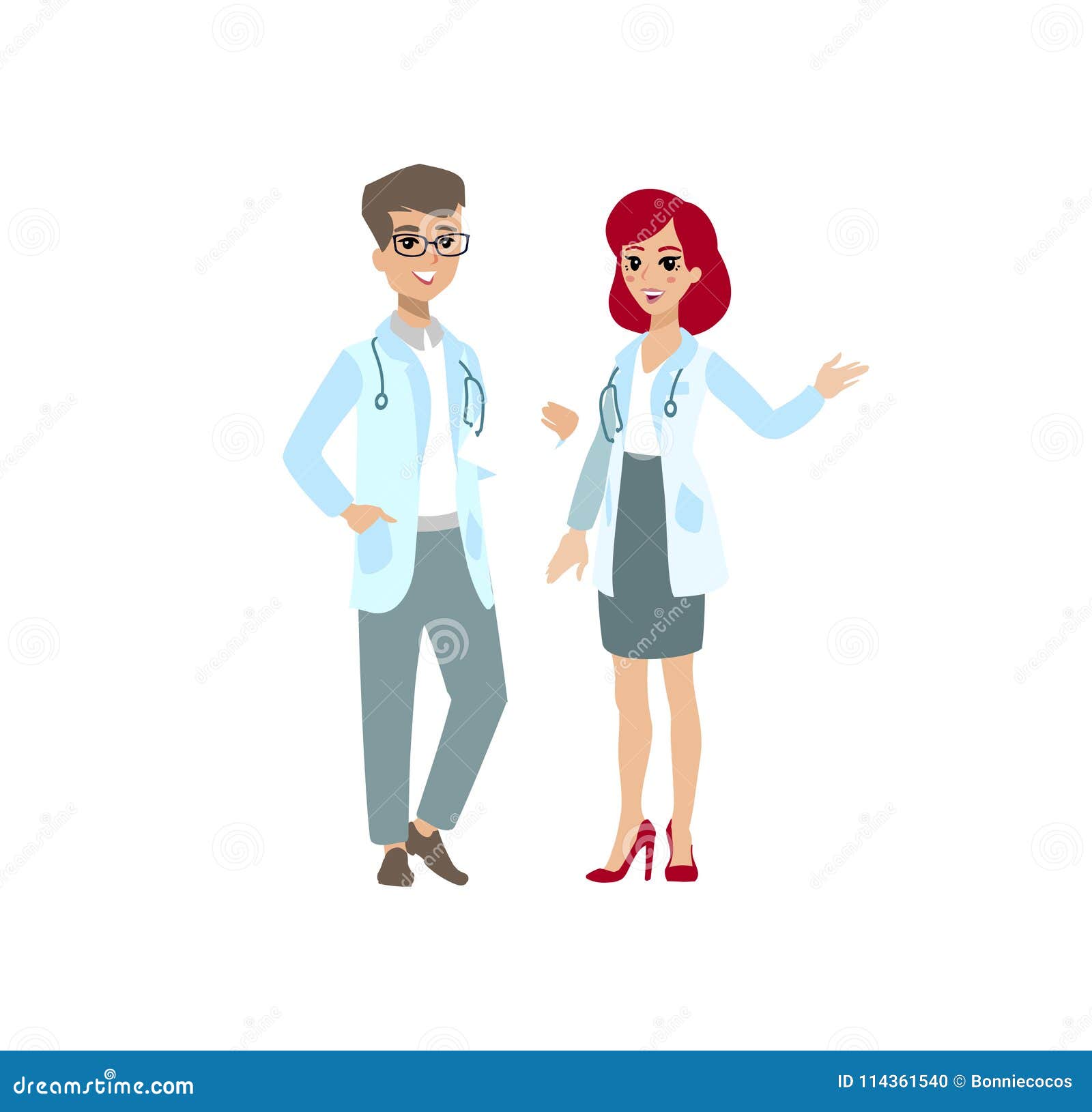 Attractive Doctor . Couple of Medics. Funny Character Design. Cartoon  Illustration. Healthcare Concept Creator. Pair of Medic Pers Stock Vector -  Illustration of girl, create: 114361540