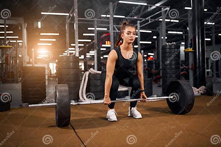 Attractive Female Powerlifter in Gym Stock Image - Image of beauty ...