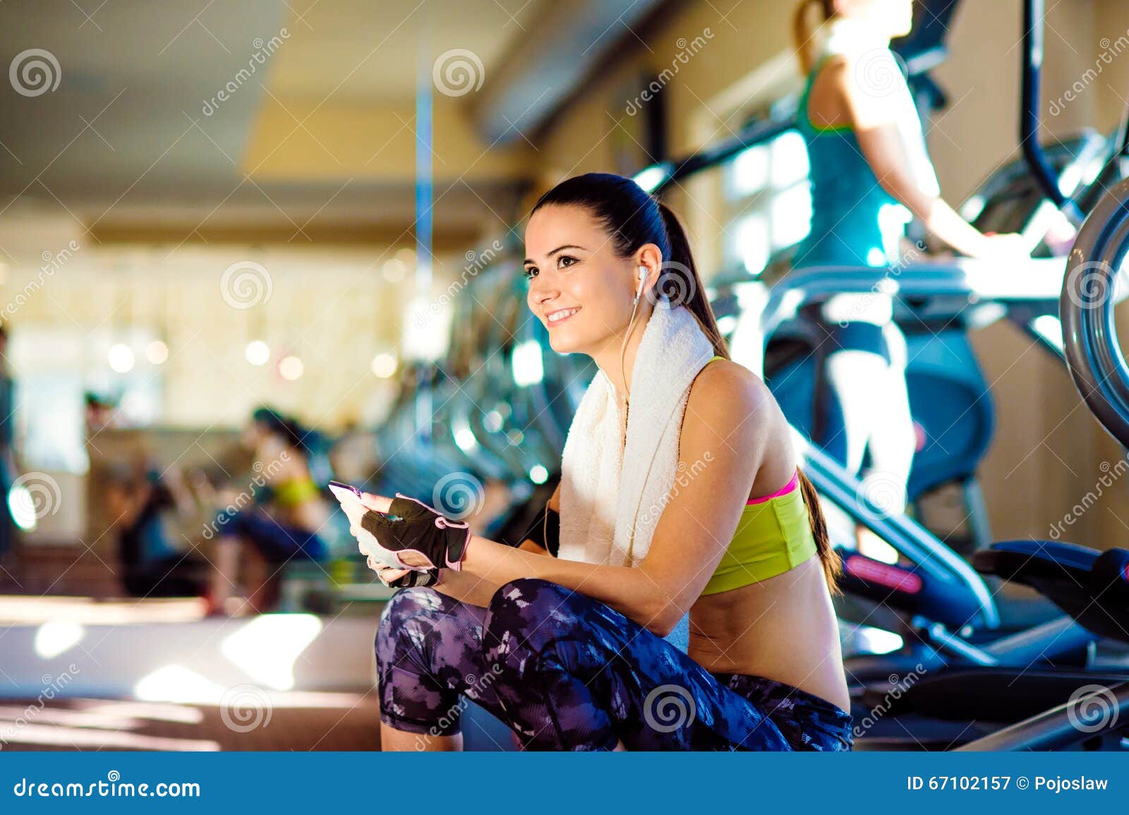 Attractive Fit Women in a Gym with Smart Phone Stock Image - Image of ...