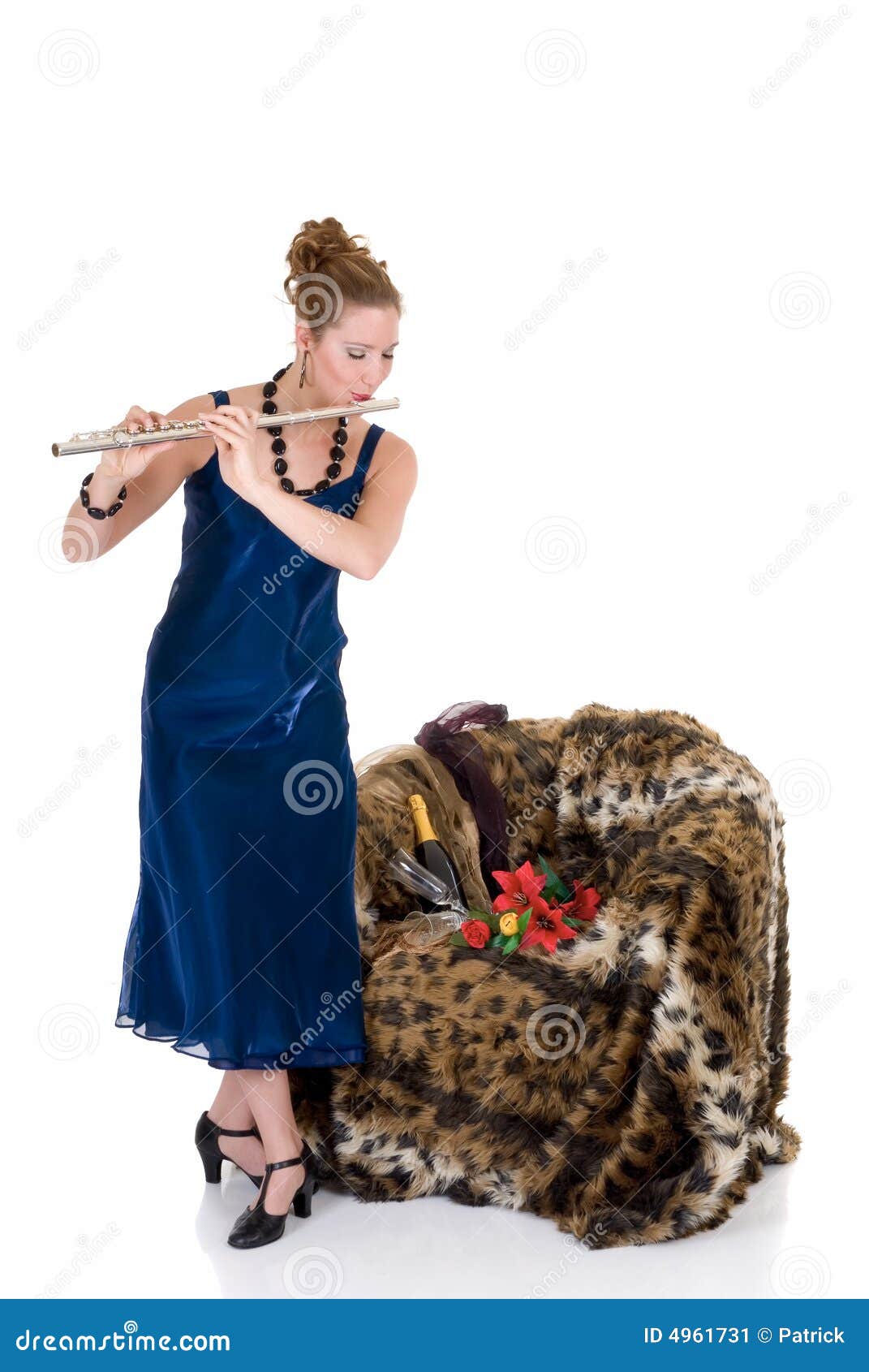 Attractive flautist stock image. Image of gala, sofa, player 4961731